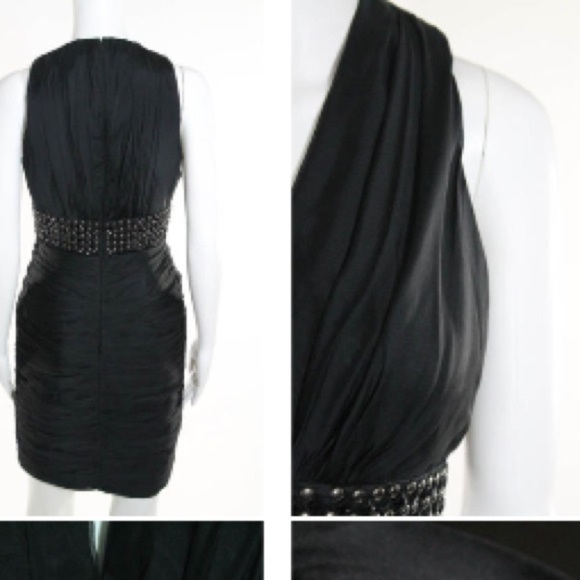 CARMEN MARC VALVO SILK RUCHED SHIFT DRESS SZ 4 - Picture 4 of 6